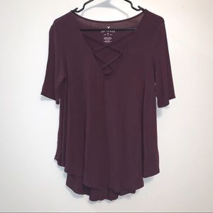American Eagle Maroon Soft and Sexy Tee